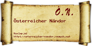 Österreicher Nándor névjegykártya